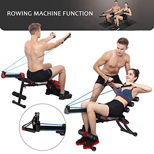 SYOSIN 22 in 1 Sit-Up Exerciser Ab Machine Workout Fitness Equipment Home Gym with Rowing Machine Compatible Men Women (1)
