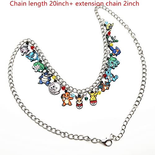 Tklpp Evolutions Pokemo Charm Necklace Anime Cartoon Metal Pikach Necklace Gifts For Woman Girl(A) #TOP1