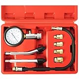 ATPEAM Kompressionsprüfer Set, Kompressionsmessgerät für Motor Kompression prüfen meßen Kfz, 0–20 Bar / 0–300 PSI, Kompressionstester mit 4 Adapter M10 M12 M14 M18 (Rot)