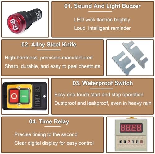 200 kg/h Electric Chestnut Peeler Machine, Commercial Automatic Chestnut Opening Tool with 10 Knives, Ideal for Restaurants, Street Vendors, and Markets