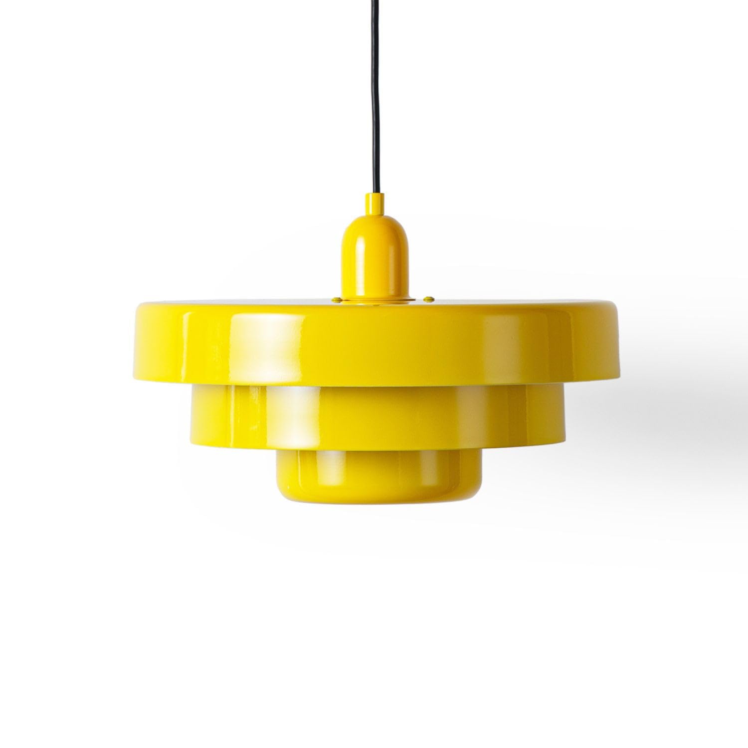 BARCELONA LED Pendelleuchte MACARRON Gelb 3-stufig, Metall Eisen, Bauhaus Minimalistisch, Indirekte Blendfreie Beleuchtung, Klassisch Vintage Modern & Zeitloser Luxus E27