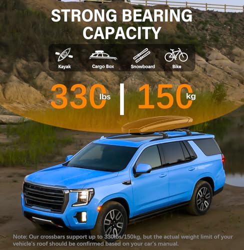 Image of 330lbs Lockable Roof Rack Cross Bars Fit for 2021-2026 Chevrolet Chevy Suburban & Tahoe & GMC Yukon /Yukon XL & Cadillac Escalade /Escalade ESV Aluminum Heavy Duty Roof Rails Crossbar