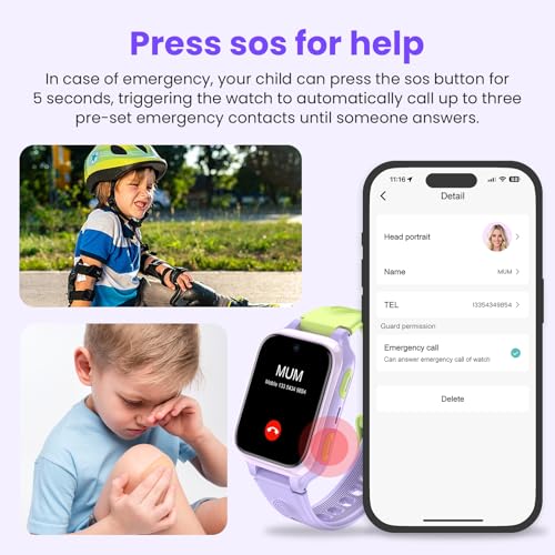 LAGENIO K9 Smart Watch for Kids with GPS Tracker, AI Voice & Video Call,1.78" AMOLED, 4G Smartwatch with SOS, Parental Controls, School Mode, IP68 Waterproof Kids Smartwatch for Teens Ages 6 and Up — view 6