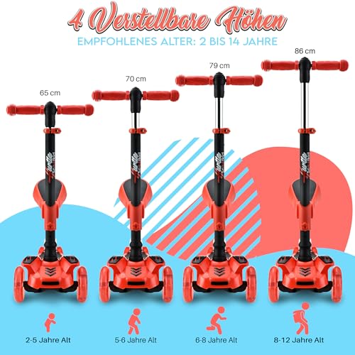 Hurtle Serenelife Kids Scooter, 3 Wheel Scooter for Kids, Foldable Kick Scooter for Child & Toddlers Ages 3-12, Adjustable Height and LED Light Up Wheels - Thumbnail 5