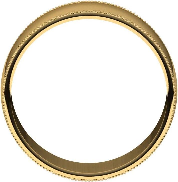 Sonia Jewels Milgrain Domed Wedding Band Beveled Edge Solid 925 Sterling Silver Real 10k 14k 18k Yellow Rose White Gold OR Platinum Ring Thin Light Classic Stepped 2mm 4mm 6mm 8mm