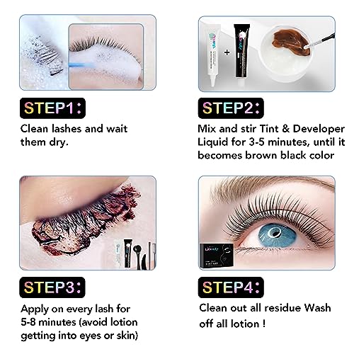 Libeauty Eyelash Tint Kit, Lash Tint Black and Eyebrow Dye Kit, Eyelash Dye with Skin Protection and Full Tools - Image 4