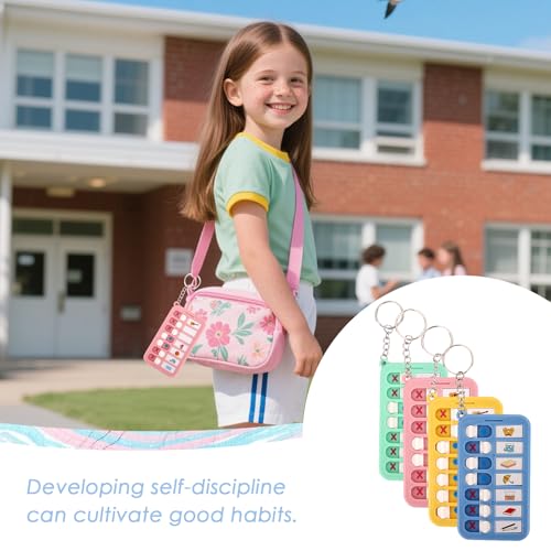 4 Stück Wochenplaner Kinder & Routine Planer mit Schlüsselanhänger - Tragbare To Do Liste Kinder & Aufgabentafel für Morgen & Abendroutine - Visuelle Checkliste & ADHS Hilfsmittel für Schule & Zuhause