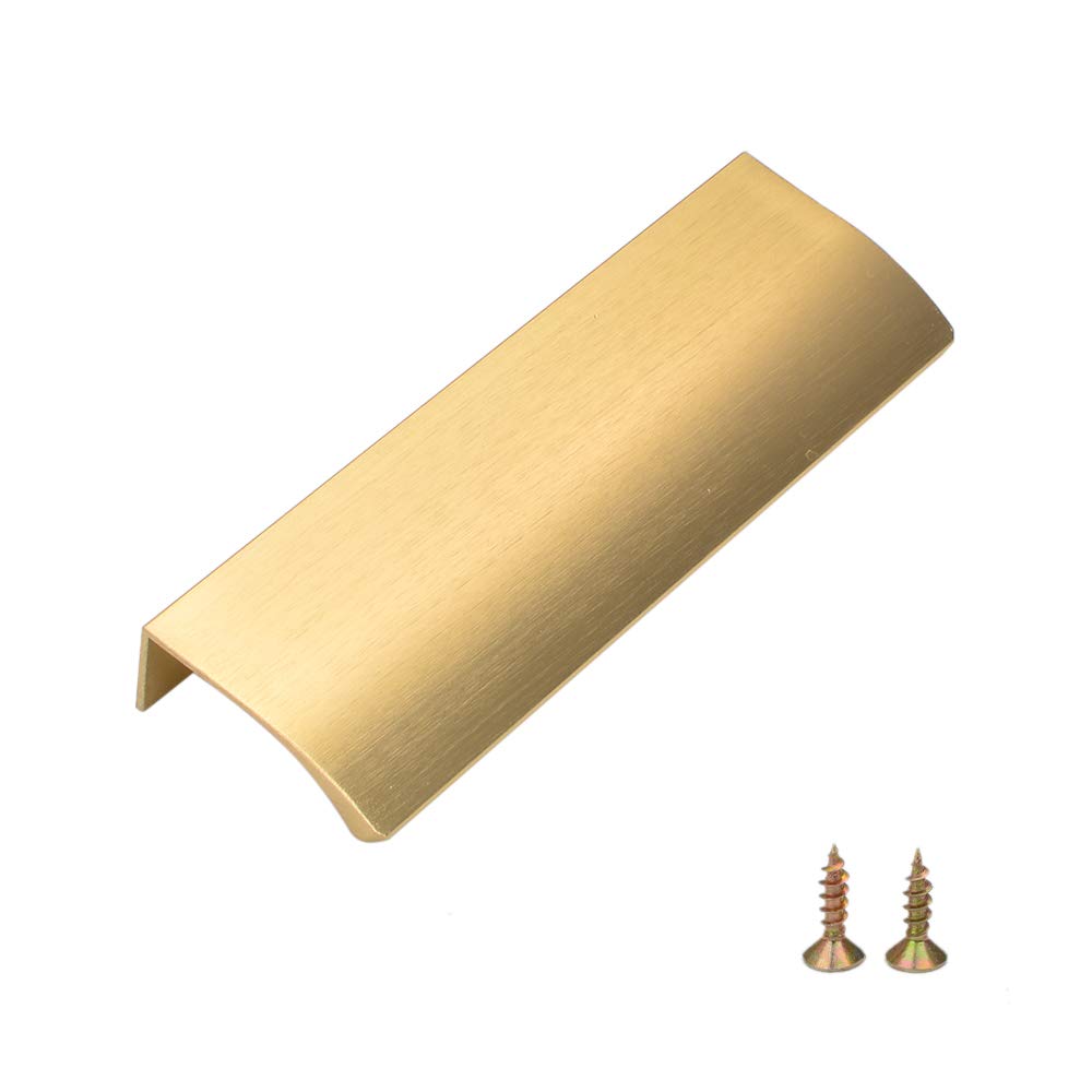 4.72"/120mm Finger Edge Pull,Furniture Drawer Handles Hidden Pulls for Cabinet Kitchen Drawer Dresser, 10 Pack (Gold-Hole Center 96mm)