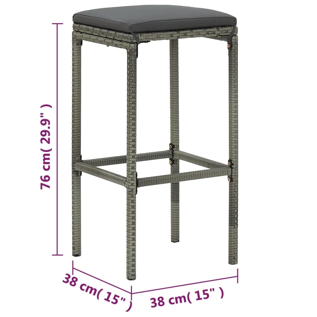 vidaXL Set de Bar para Jardín 5 Piezas y Cojines Silla Mesa Asiento Patio Terraza Barra Bistró Muebles Mobiliario Ratán Sintético Gris