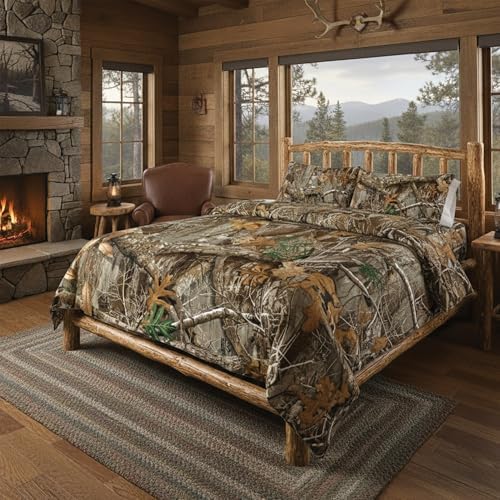 Northwest Realtree 4-Piece Twin Size Bed in a Bag Set, 1 Comforter, 1 Fitted Sheet, 1 Flat Sheet, 1 Pillowcase, All Seasons Bedding, Edge Camo