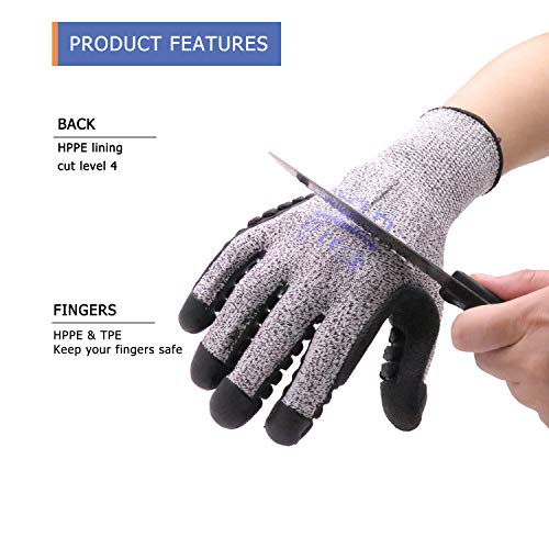 Anti Vibration Gloves, Cut Resistance Impact Gloves Men Mechanic Work Gloves (Extra Large, Gray) #TOP1