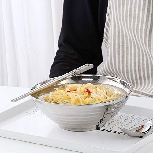 Bols à ramen en acier inoxydable 18/8 de 18 cm argentés par 2