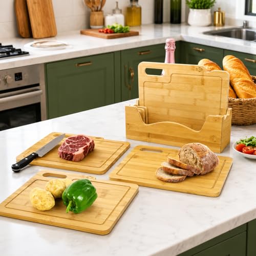 Set 4 Tablas de Cortar de Bambú con Soporte 31.75x24.89 cm miniatura 6
