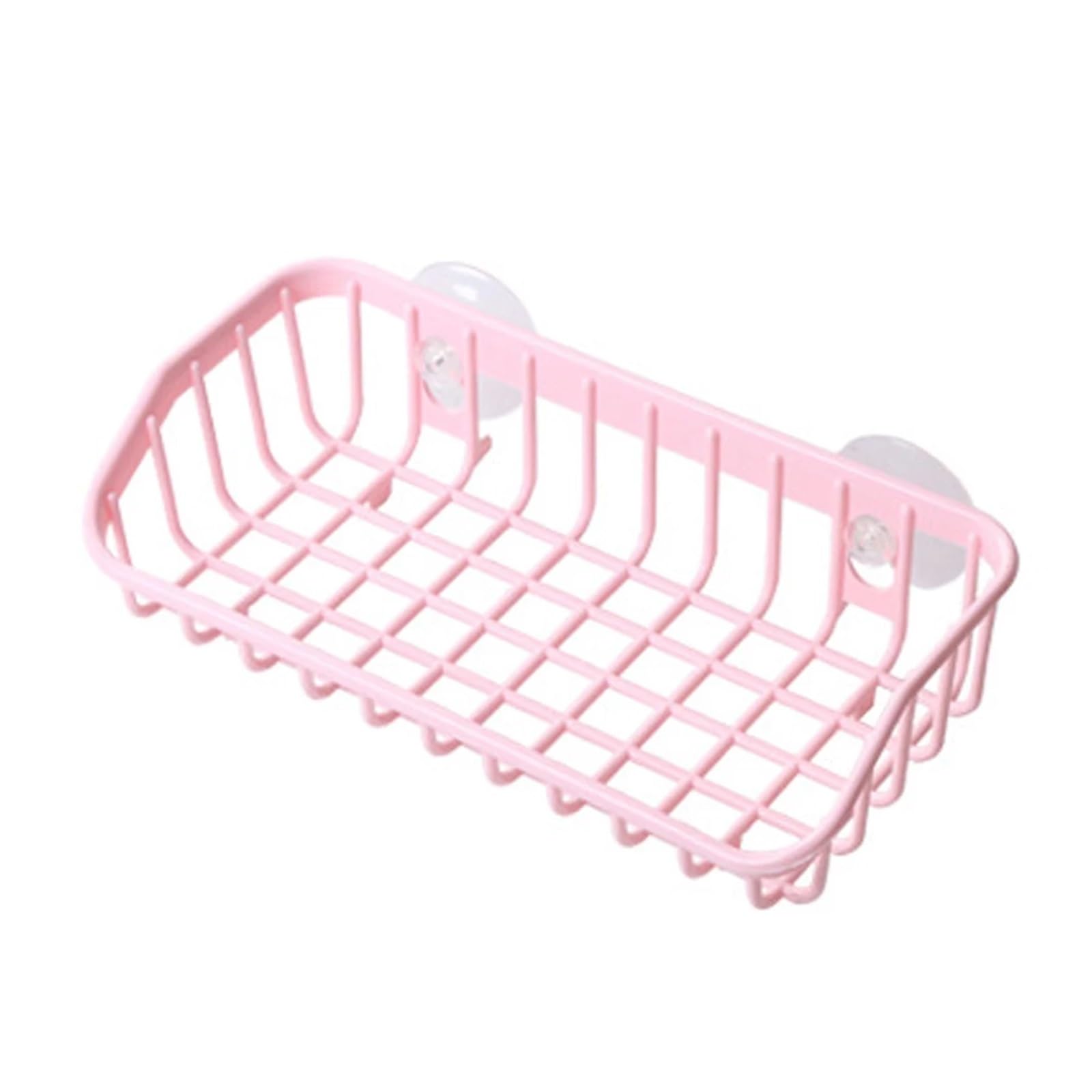 Soap Drainer Shelf Basket, Suction Cup Hang Dish Sponge Holder Drain Rack Multicolor(Light Pink)