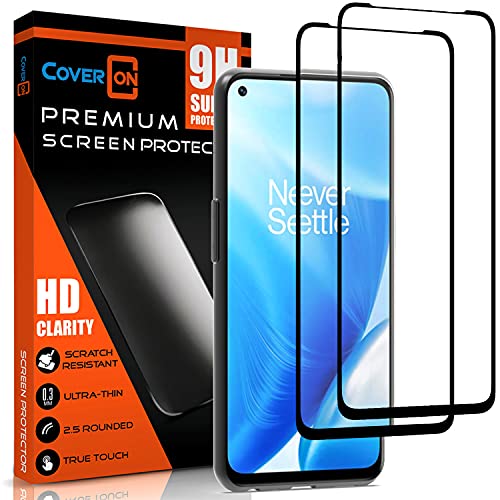 Coveron [2 Pack Tempered Glass Designed For Oneplus Nord N200 5G Screen Protector, Anti-Scratch Edge To Edge Black Rim Coverage #TOP16