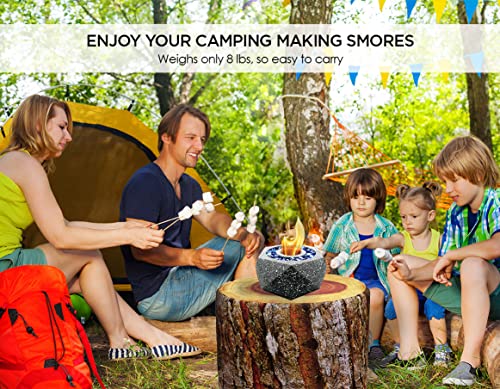 Tabletop Fire Pit Table Top Firepit Indoor Fire Pit Tabletop Fireplace With Collapsible Skewer 3 Golden Plates Portable To Outdoor Patio Balcony To Roast Smores Rubbing Alcohol Fuel 11" Large Bowl #TOP4