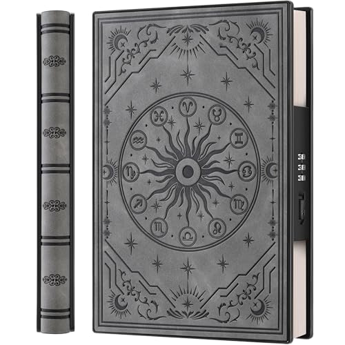 Ya en mundofriki.es: Diario gris A5 con cerradura integrada, plano de 180°, horóscopo con signo del zodiaco en relieve, piel sintética suave, planificador perfecto para mujeres, hombres y adolescentes