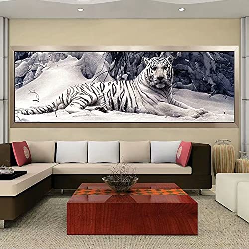 Diamond painting tigre des neiges grand format 80x220cm pour mosaïque 5D