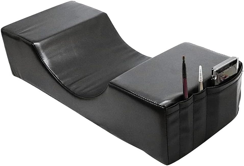 Professional Salon-Grade Lash Pillow for Eyelash Extensions - Black Leather Lash Bed Pillow with Memory Foam Support & Removable Washable Cover, Ergonomic Head Rest for Beauty Salons, Home Use