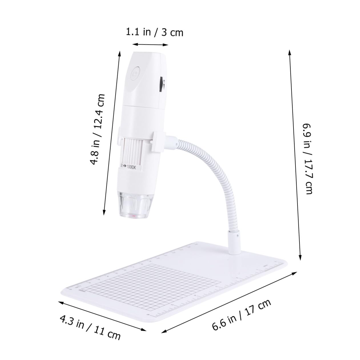 USB Handymikroskop 50-1000 Stück Kunststoff 2.0m 1920x1080p | Weiß, Hochauflösende Bildausgabe, für Antiquitätenporzellan und Biologieunterricht