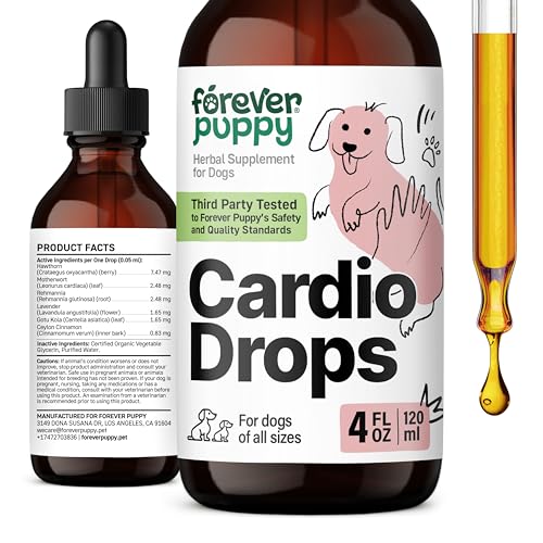 Forever Puppy Cardio Drops for Dogs - Heart Support for Dogs w/Hawthorn Berry & Motherwort Herb - Liquid Antioxidant Supplement w/Gotu Kola Leaves & Lavender Extract - 4 fl oz