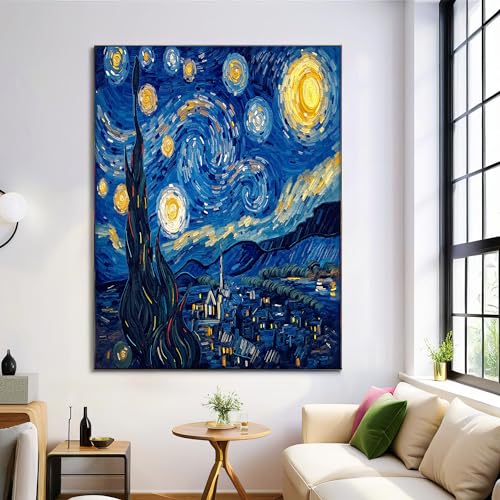 Cuadro de cielo estrellado en lienzo de 60x90cm para decorar el salón con arte moderno
