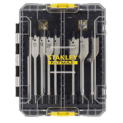 Stanley STA88556-XJ FatMax 8-tlg. Flachbohrer-Set STA88556 (für viele gängige Anwendungen, im handlichen ToughCase, über robuste Clips stapelbar)