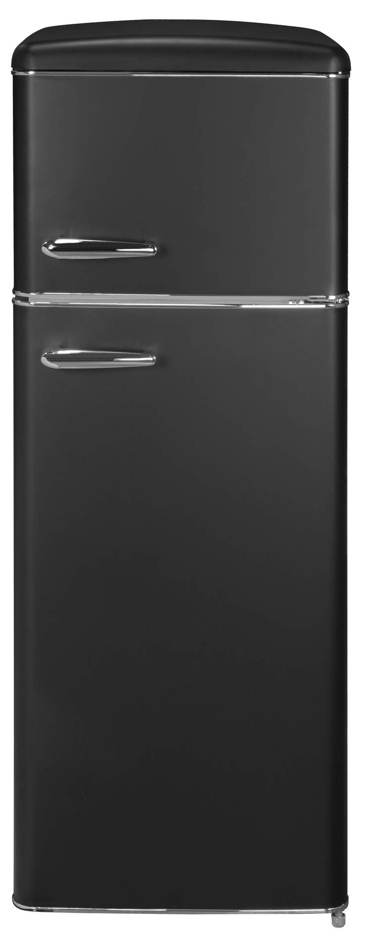 Exquisit® Lodówka dwudrzwiowa, Pojemność 206L, Zasięg Energetyczny E, Szklane Półki, Szuflada Verduler, Regulacja wysokości, Oświetlenie LED Matowy Czarny, Wymiary 146,5x54,5x57,5 cm.
