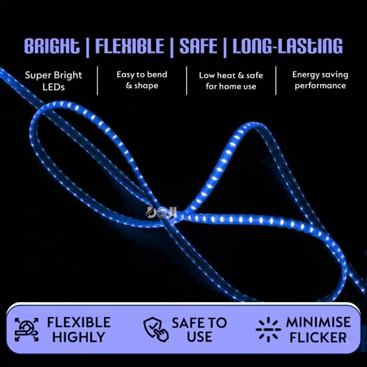 Image of DOJI 2835 Strip Lights for Home Decoration | 120 led per Meter led Strip Light | Rope Lights for Ceiling | Decoration Lights for Diwali, Christmas, Home, False Ceiling (Blue, 25 Meter)