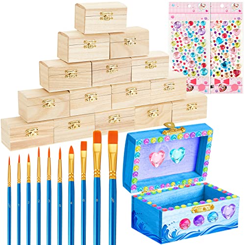 Leinuosen 15 Pcs Small Wooden Boxes with Hinged...