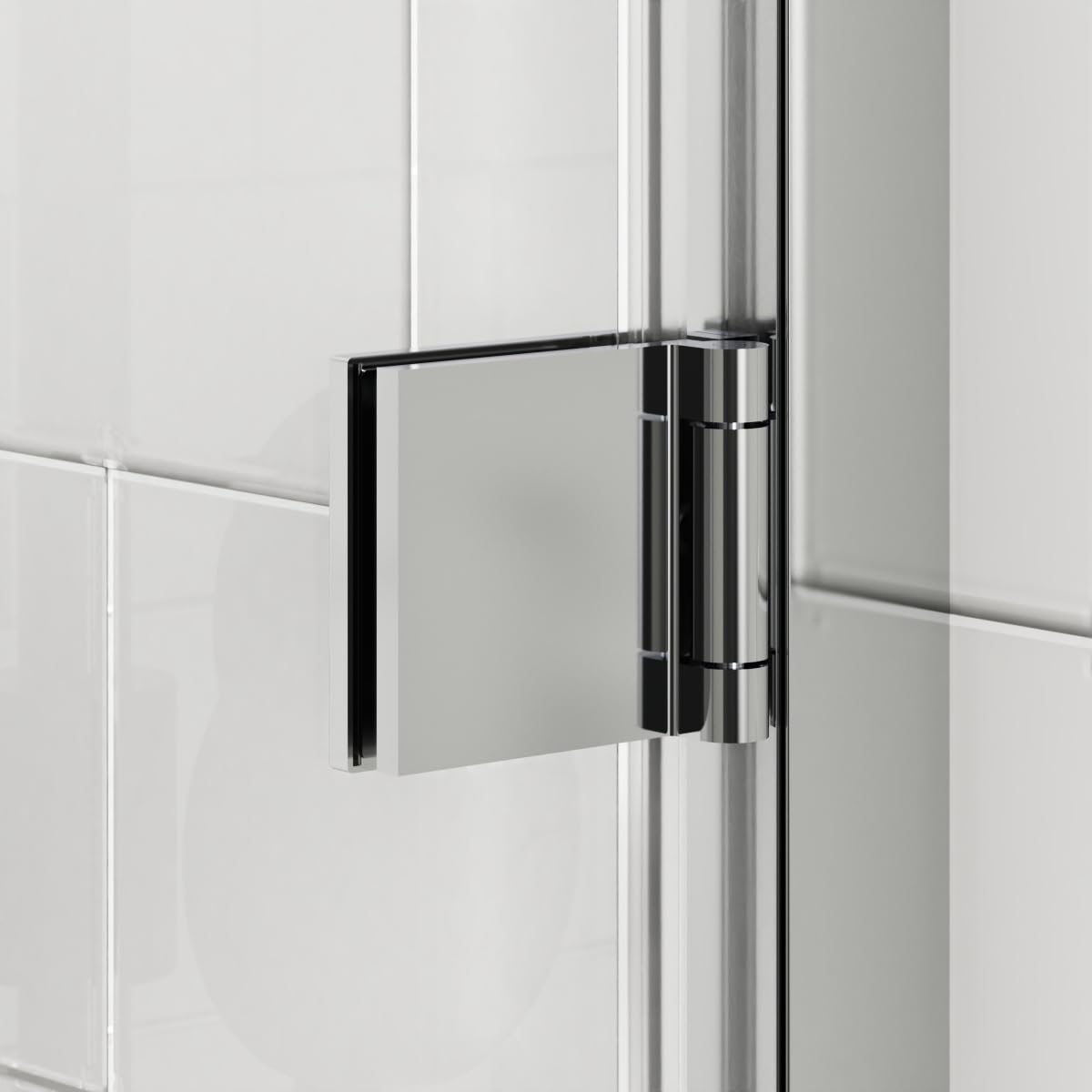 Aquariss 900mm Hinged Shower Enclosure Door With Stainless Steel - View #3