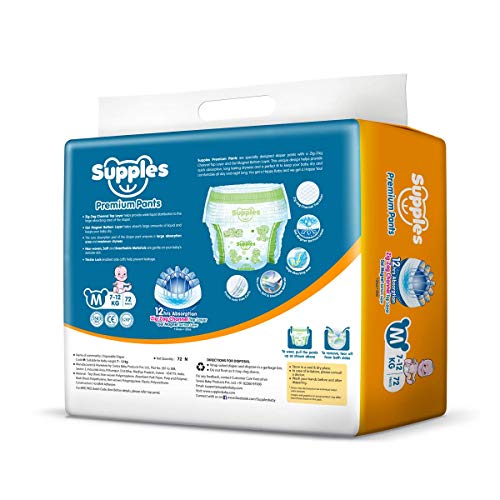 Image of Supples Baby Pants Diapers, Medium, 72 Count&Supples Baby Pants Diapers, X-Large, 54 Count