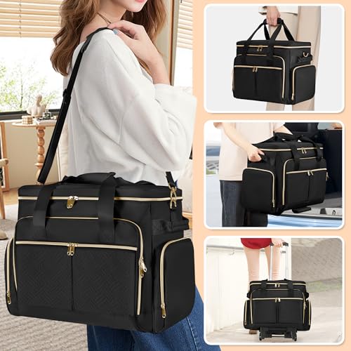 Image of Rolling Scrapbook Bag with Wheels, Rolling Craft Bag Cart Organizer | Scrapbook Storage Tote Bag with Detachable Trolley, Shoulder Strap, Fits 15.6 inch Laptop, Art Supplies Bag (Patent Design)