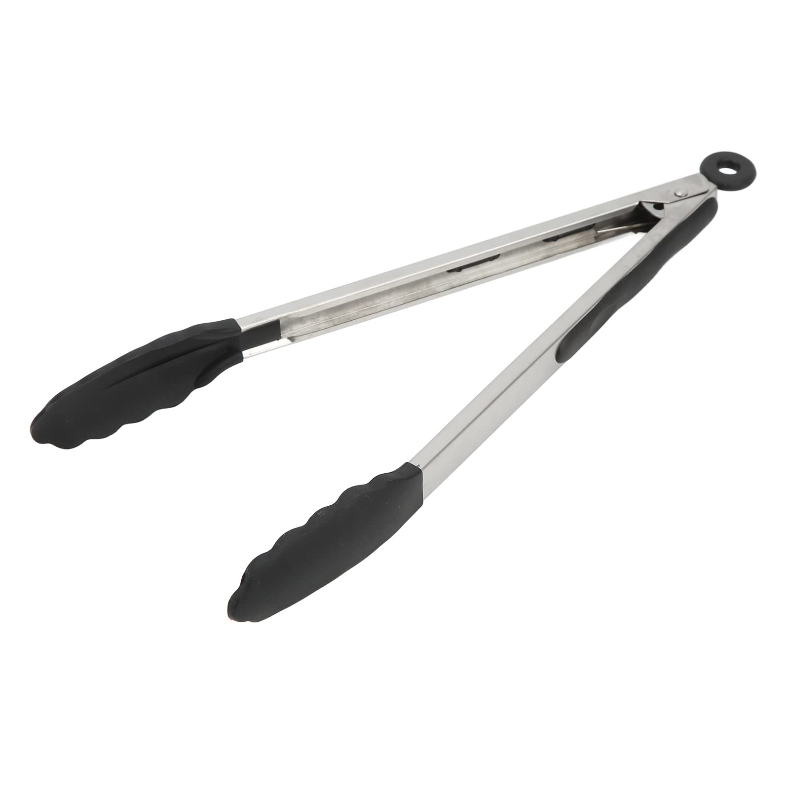 Juego de utensilios de cocina de silicona premium, aislantes del calor y antideslizantes, con cabezales de acero inoxidable para cocineros caseros. Color negro. 14 piezas.