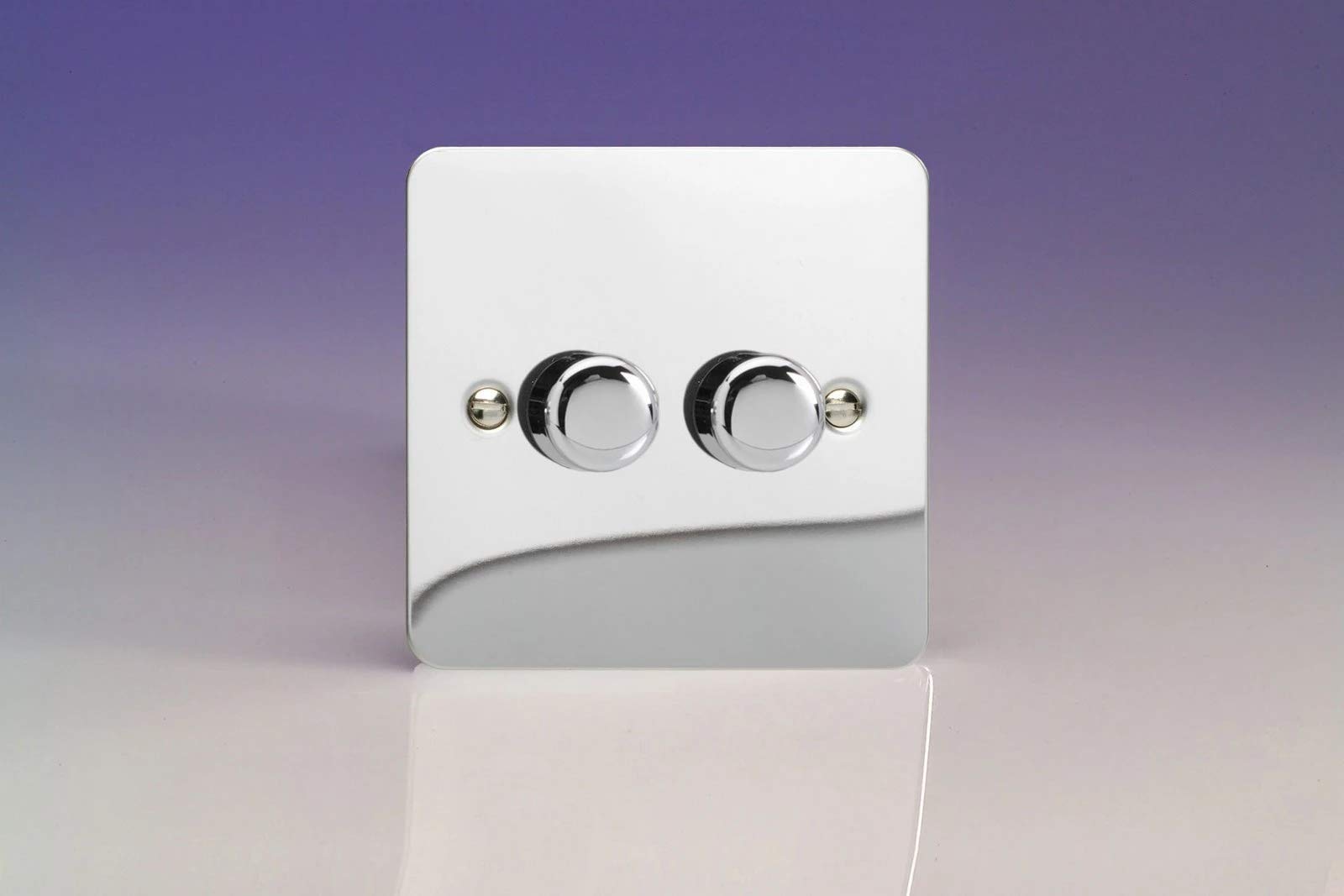 Varilight Polished Chrome 2-Gang 2-Way V-Pro Push On/Off Rotary Led Dimmer 2 X 0-120W