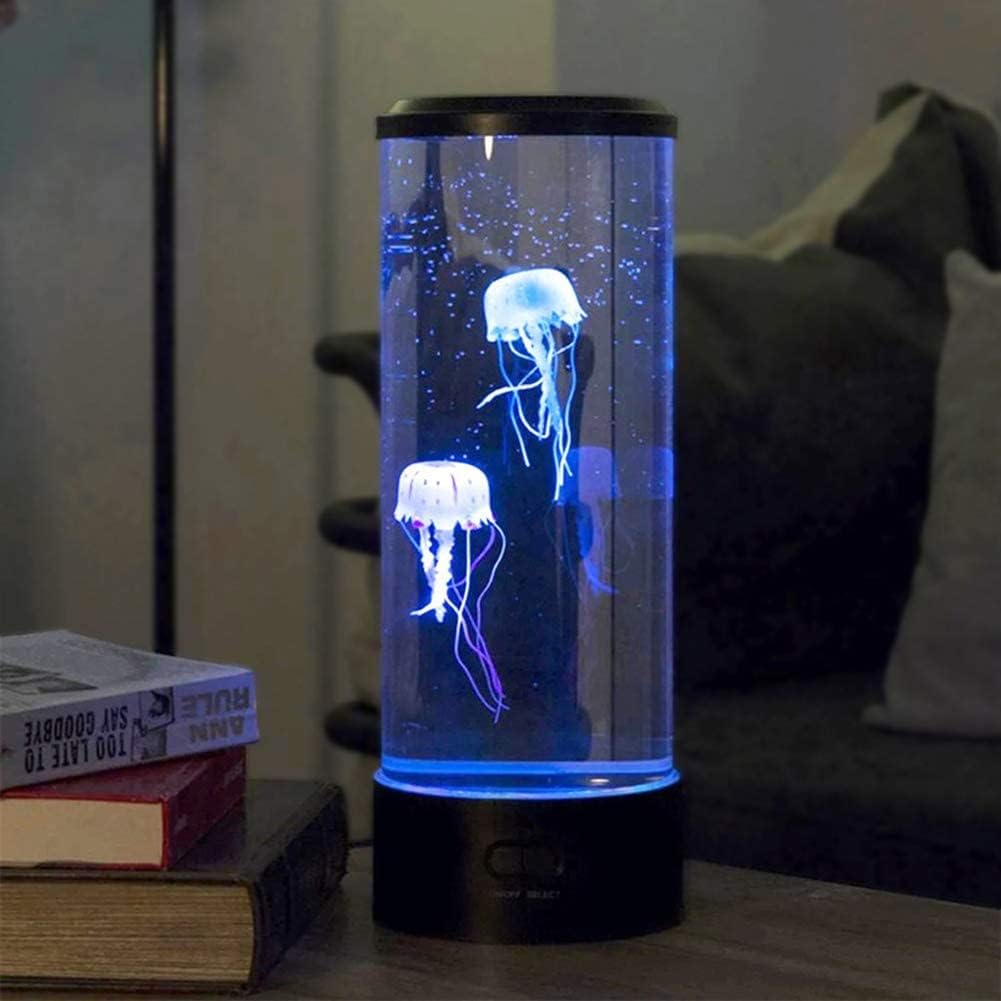 Mixen Acrylic Fantasy Mini Jellyfish Lava Lamp-Round Real Jellyfish Aquarium Lamp - Multi Color Jellyfish Tank Mood Light, Jellyfish Tank Decorations - Led