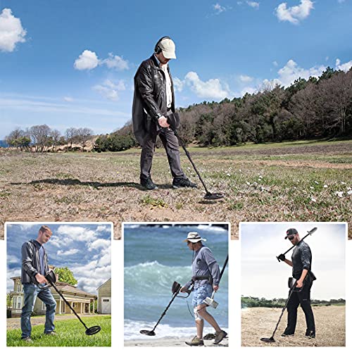 Metal Detector, 24"-45" Adjustable Metal Finder for Adults and Kids, 3 Audio Tone & DISC Modes, 7.8" Waterproof Search Coil, Larger Back-lit LCD Display, Carrying Bag & Batteries Included - MMD02