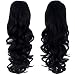 iCos Unisex 20" 150G Women Synthetic Long Curly Hair Extensions Hairpieces Drawstring Ponytail (Jet black)