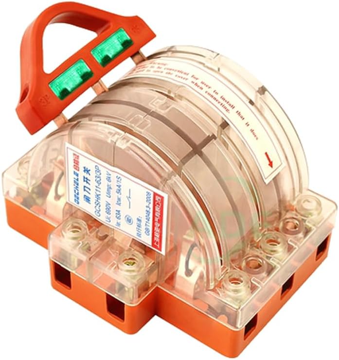 1Pcs Knife Switch Reversing Switch Knife Switch All Copper Material Display 3P 63A 220V 380V(3P-63A With Light)
