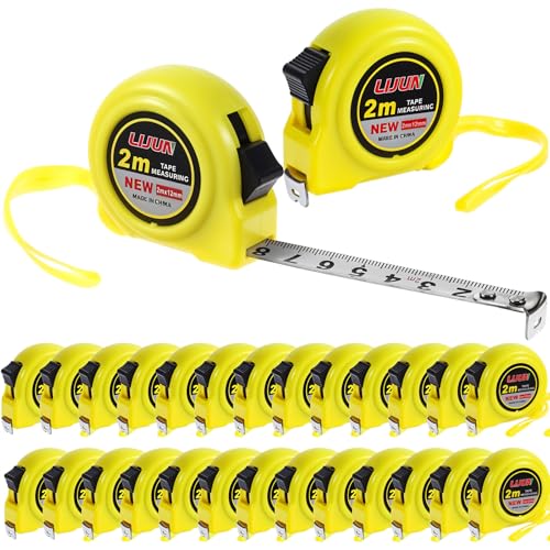 24 Pcs Mini Tape Measure Bulk 6 ft Measuring Retractable Small Easy Read Pocket Self Locking Measure Tape with Inches and Centimeters for Designer Decorator
