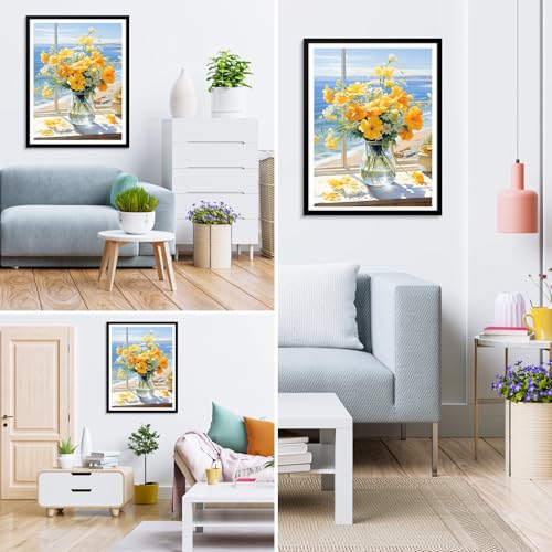 MXJSUA 5D DIY Vase Flowers Diamond Painting, Flowers Diamond Painting Full Kit - Image 2