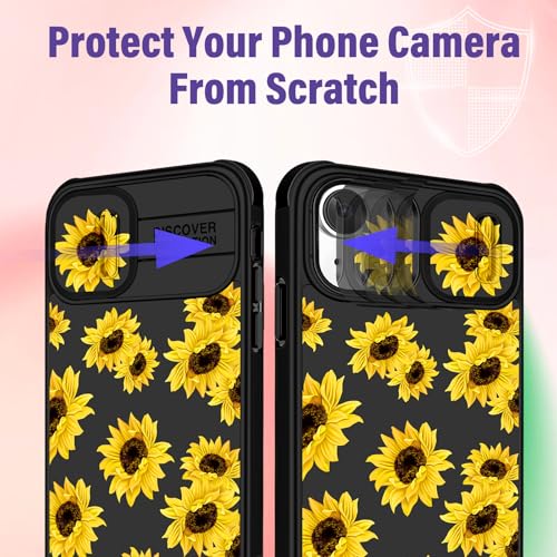 Image of Funermei (2in1 for iPhone 14 Plus Phone Case for Women Sunflower Cute Girls Cover Floral Flowers Girly Pretty Aesthetic Sun Flower Design with Camera Cover Funda for Apple for iPhone 14 Plus Case