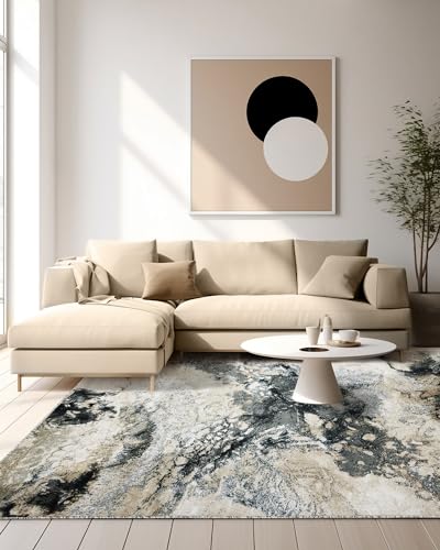 Image of Super Soft Art Collection Abstract Modern Classical Design Carpets Highest Density Silk Carpets for Home Living Room Bedroom /Hall (5x7 feet (150 x 210 cm) Multicolor01)