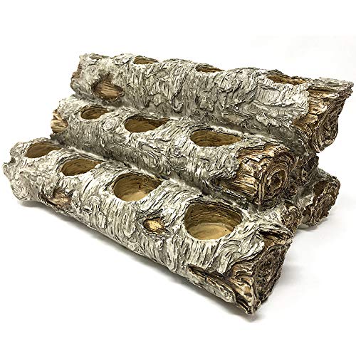 USAWAREHOUSE Tealight Fireplace Log Candle Holder (12 inches Long), Fireplace Candle Holder (Birch)