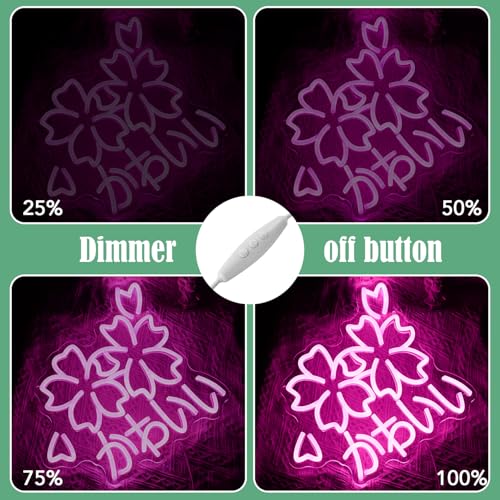 Image of Kawaii かわいいLed Neon Light Sign Japanese Cherry Blossoms Light Up Wall Decor Sign Girls' Room Decoration Birthday Party Christmas Neon Sakura Light (Pink)