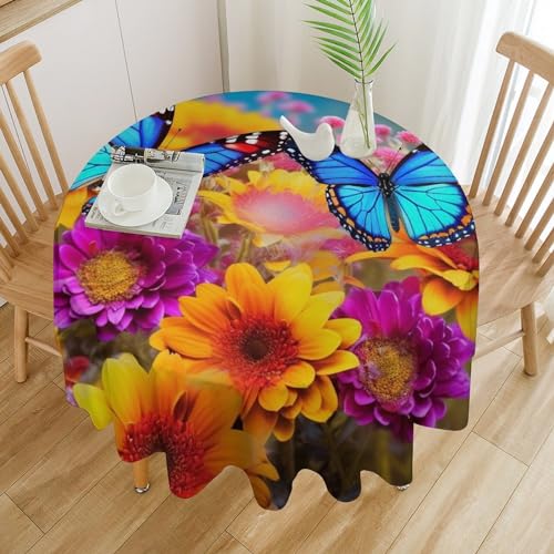 Nappe de table ronde imperméable 178cm motif papillon - 2