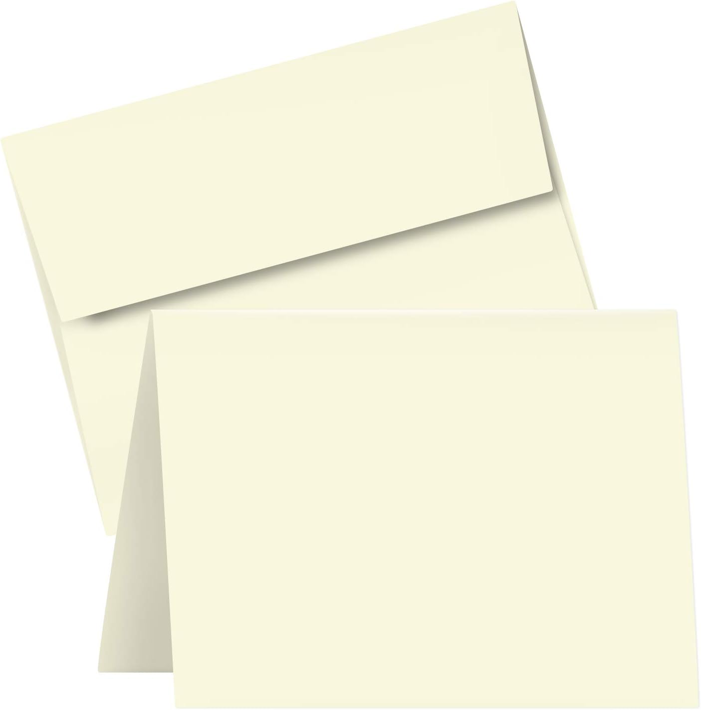 A6 Blank Cream Folding Greeting Cards | 4.5 x 6 Inches (When Folded) | Durable and Thick 80lb (216gsm) Card Stock | 50 Cards and Envelopes per Pack