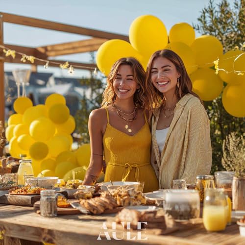 Image of AULE 50Pcs Latex 12 Inch Mustard Yellow Balloons | Happy Birthday Graduation Bee Theme Gender Reveal Decoration