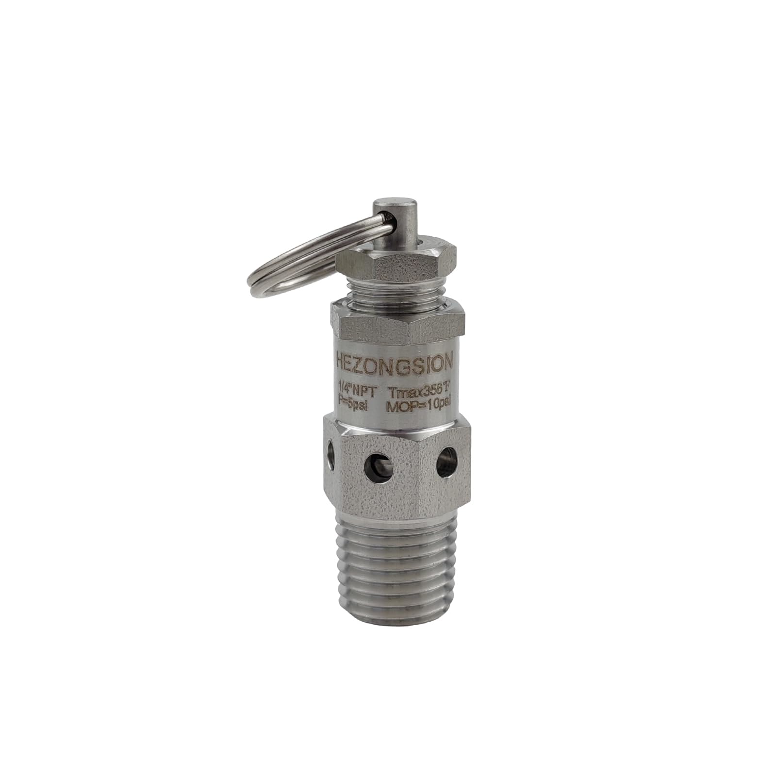 1/4" MNPT Pressure Relief Safety Valve,5psi Set Pressure,Stainless Steel SS304,Adjustable Range 0-10psi