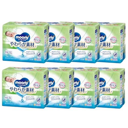 ムーニー おしりふき やわらか素材 詰め替え76枚3個パック×8個セット ベビー 赤ちゃん ユニ・チャーム